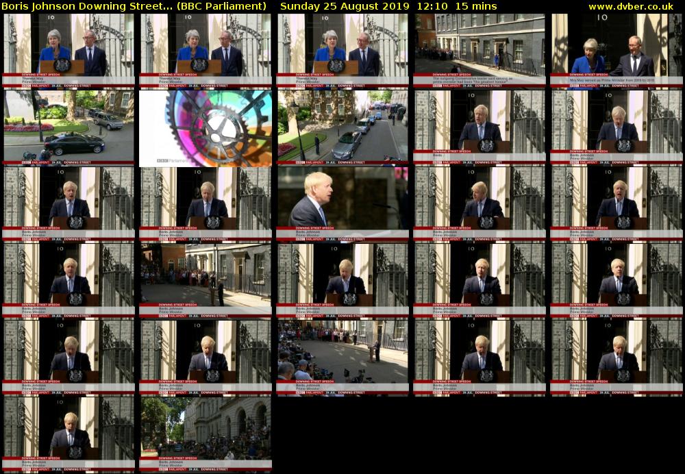 Boris Johnson Downing Street... (BBC Parliament) Sunday 25 August 2019 12:10 - 12:25