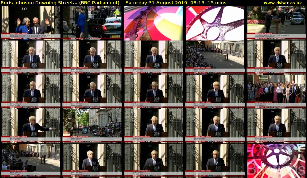 Boris Johnson Downing Street... (BBC Parliament) Saturday 31 August 2019 08:15 - 08:30