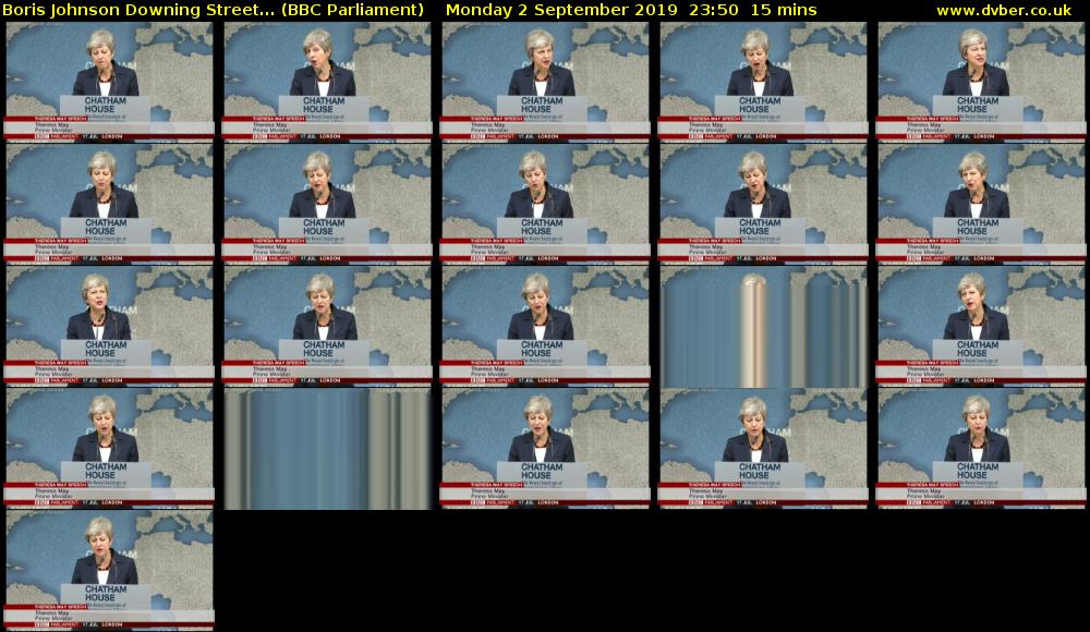 Boris Johnson Downing Street... (BBC Parliament) Monday 2 September 2019 23:50 - 00:05
