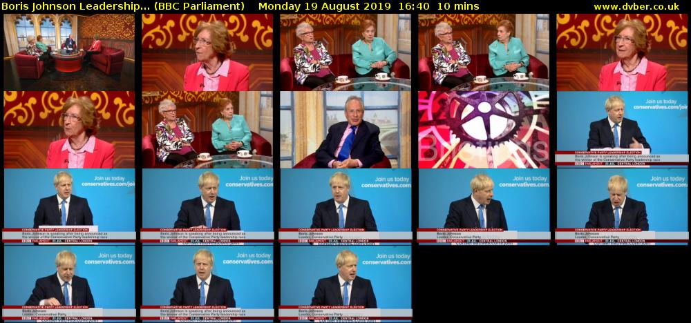 Boris Johnson Leadership... (BBC Parliament) Monday 19 August 2019 16:40 - 16:50