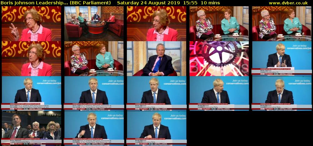 Boris Johnson Leadership... (BBC Parliament) Saturday 24 August 2019 15:55 - 16:05