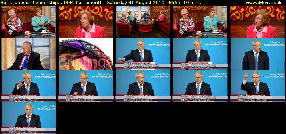 Boris Johnson Leadership... (BBC Parliament) Saturday 31 August 2019 06:55 - 07:05