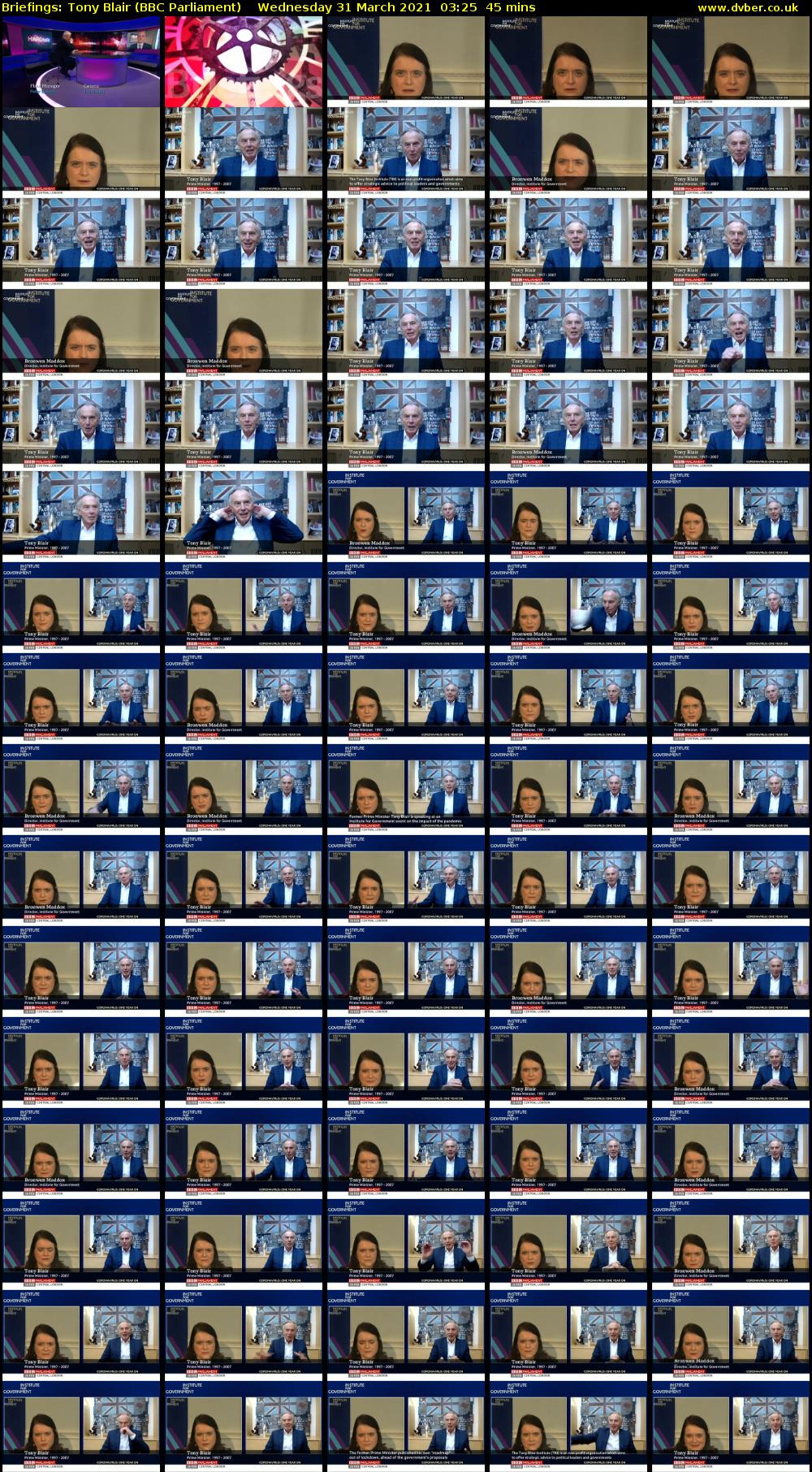 Briefings: Tony Blair (BBC Parliament) Wednesday 31 March 2021 03:25 - 04:10