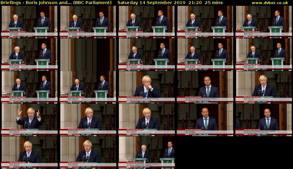 Briefings - Boris Johnson and... (BBC Parliament) Saturday 14 September 2019 21:20 - 21:45