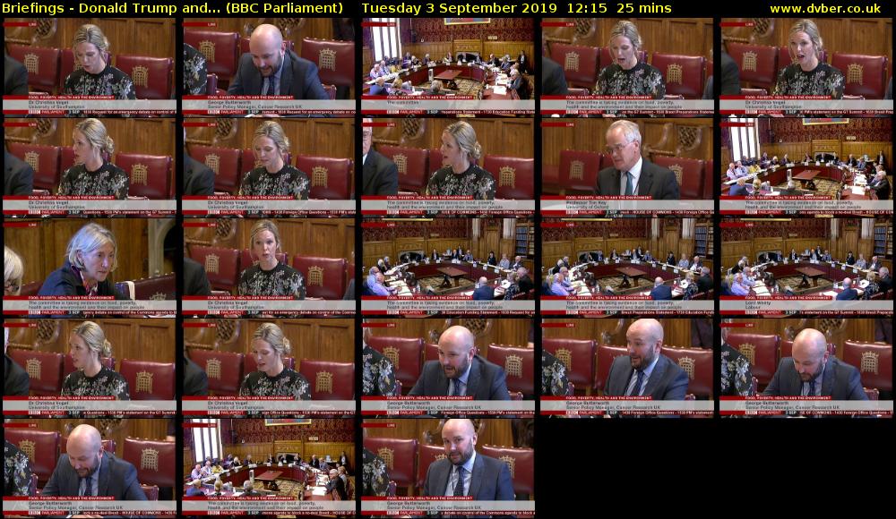 Briefings - Donald Trump and... (BBC Parliament) Tuesday 3 September 2019 12:15 - 12:40