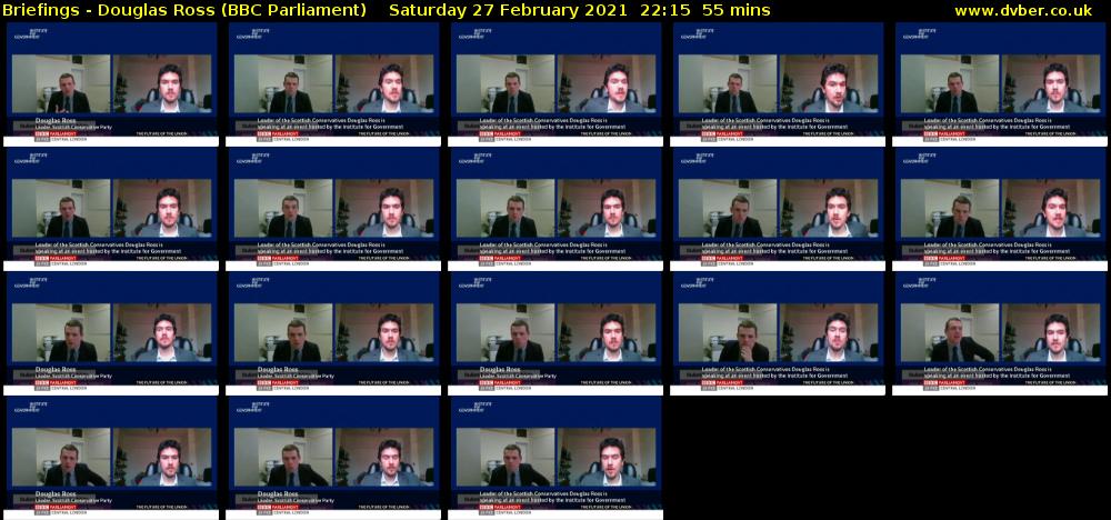 Briefings - Douglas Ross (BBC Parliament) Saturday 27 February 2021 22:15 - 23:10