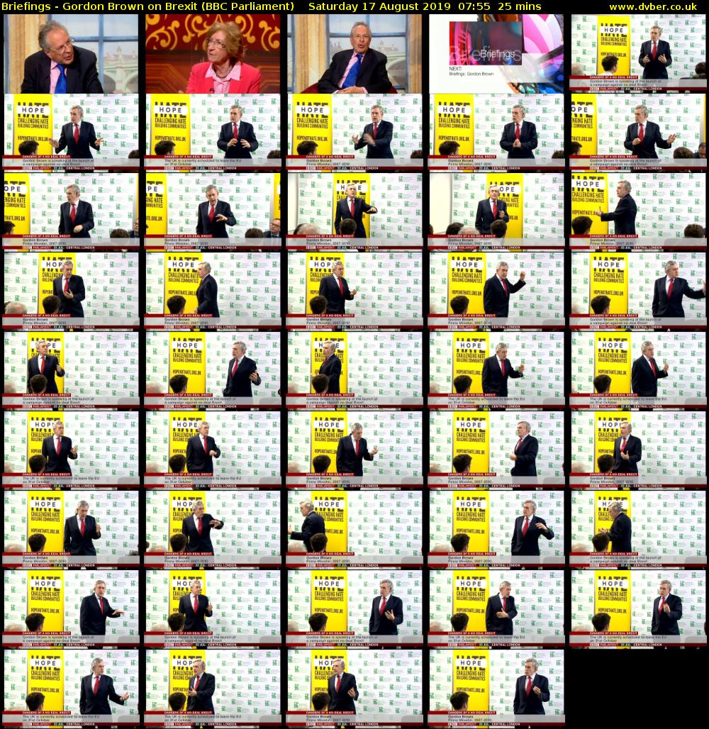 Briefings - Gordon Brown on Brexit (BBC Parliament) Saturday 17 August 2019 07:55 - 08:20