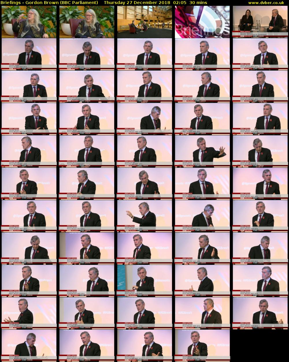 Briefings - Gordon Brown (BBC Parliament) Thursday 27 December 2018 02:05 - 02:35