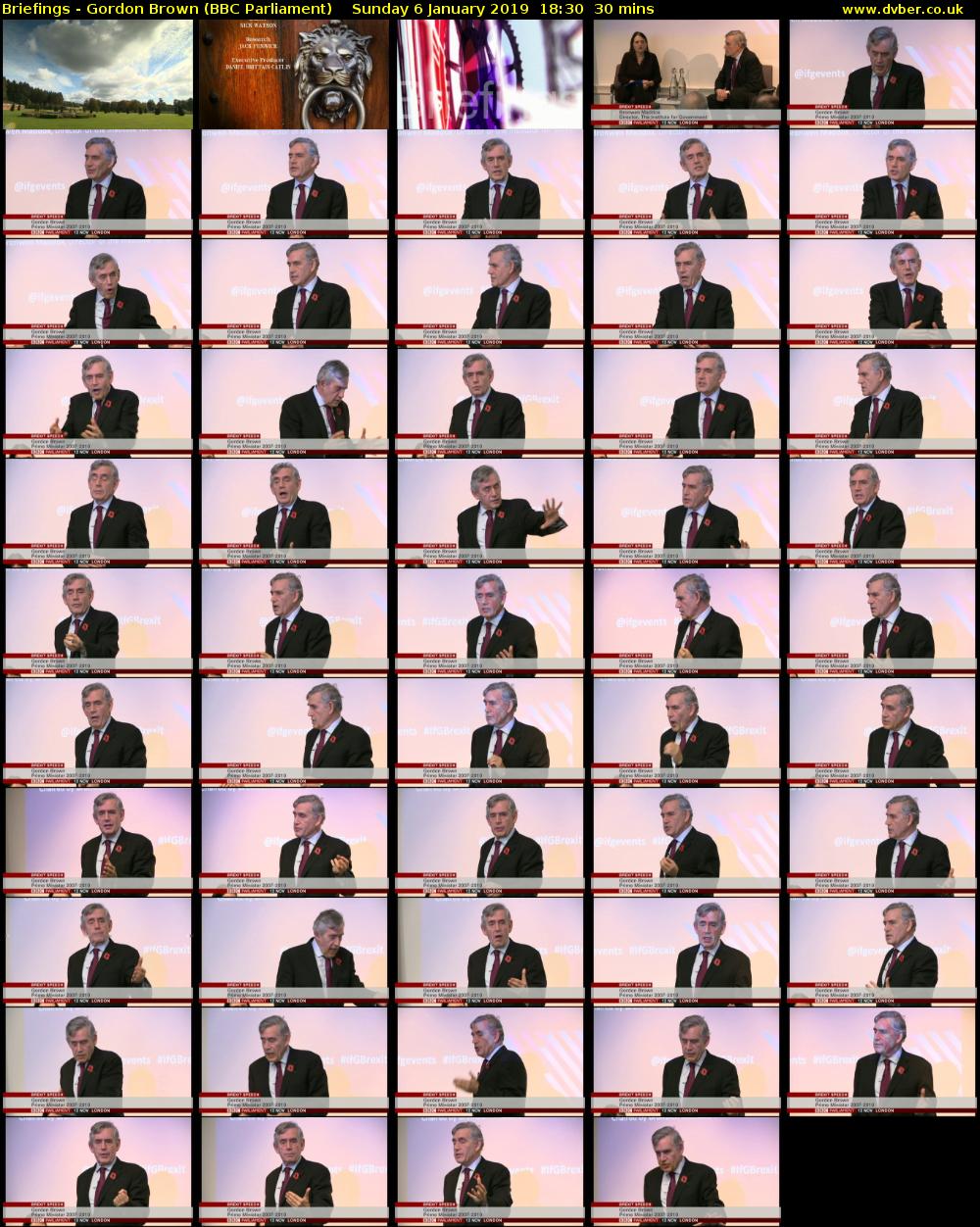 Briefings - Gordon Brown (BBC Parliament) Sunday 6 January 2019 18:30 - 19:00