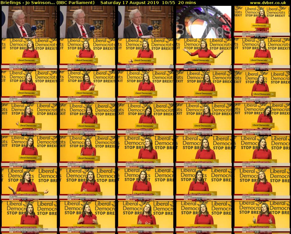 Briefings - Jo Swinson... (BBC Parliament) Saturday 17 August 2019 10:55 - 11:15