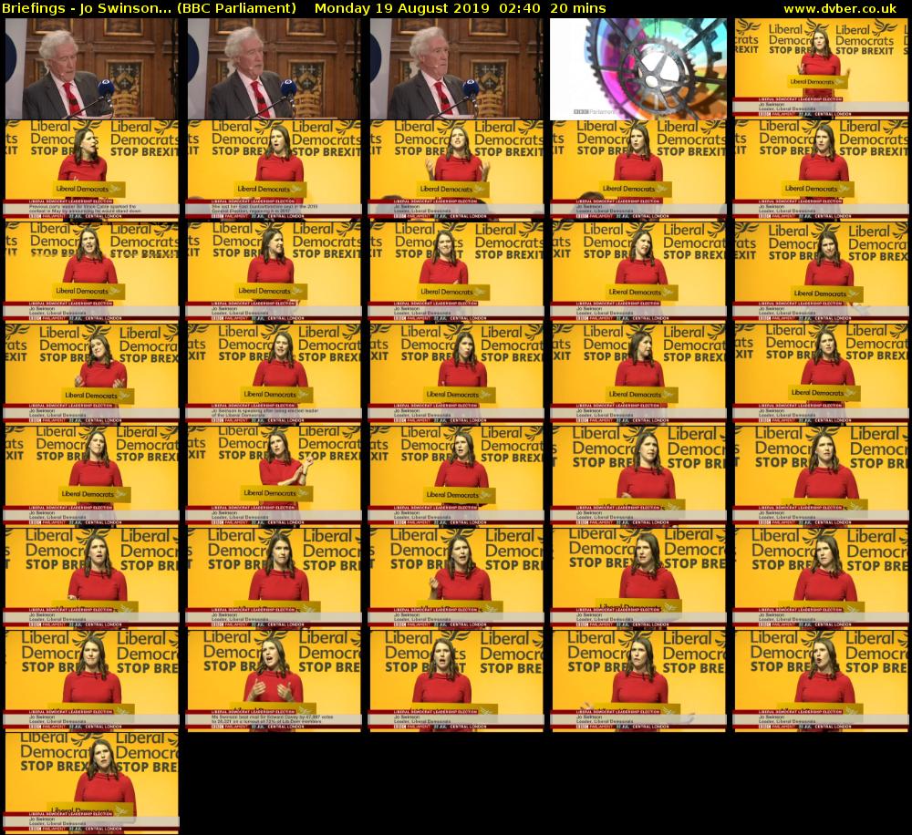 Briefings - Jo Swinson... (BBC Parliament) Monday 19 August 2019 02:40 - 03:00