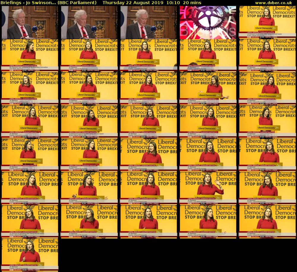 Briefings - Jo Swinson... (BBC Parliament) Thursday 22 August 2019 10:10 - 10:30