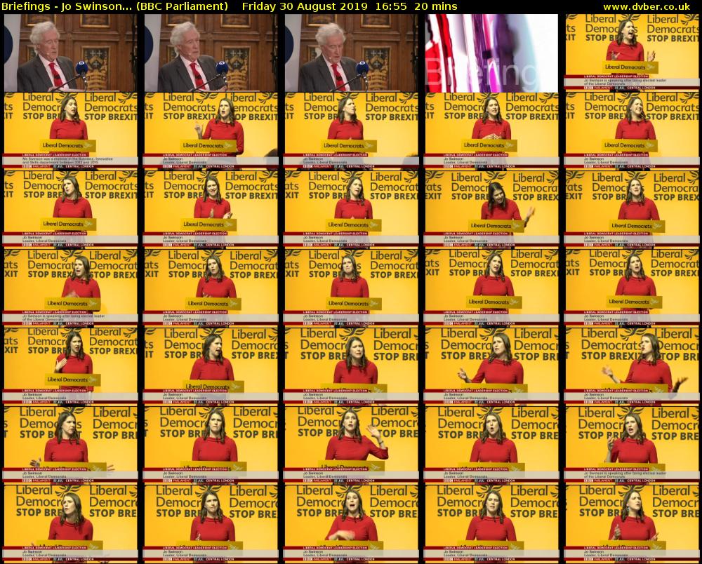 Briefings - Jo Swinson... (BBC Parliament) Friday 30 August 2019 16:55 - 17:15