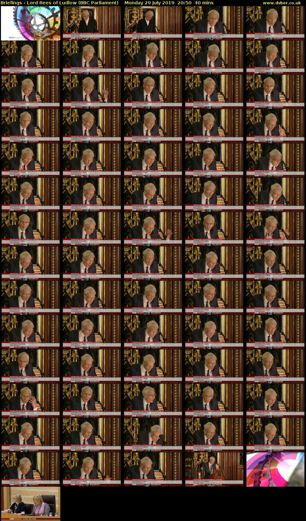 Briefings - Lord Rees of Ludlow (BBC Parliament) Monday 29 July 2019 20:50 - 21:30