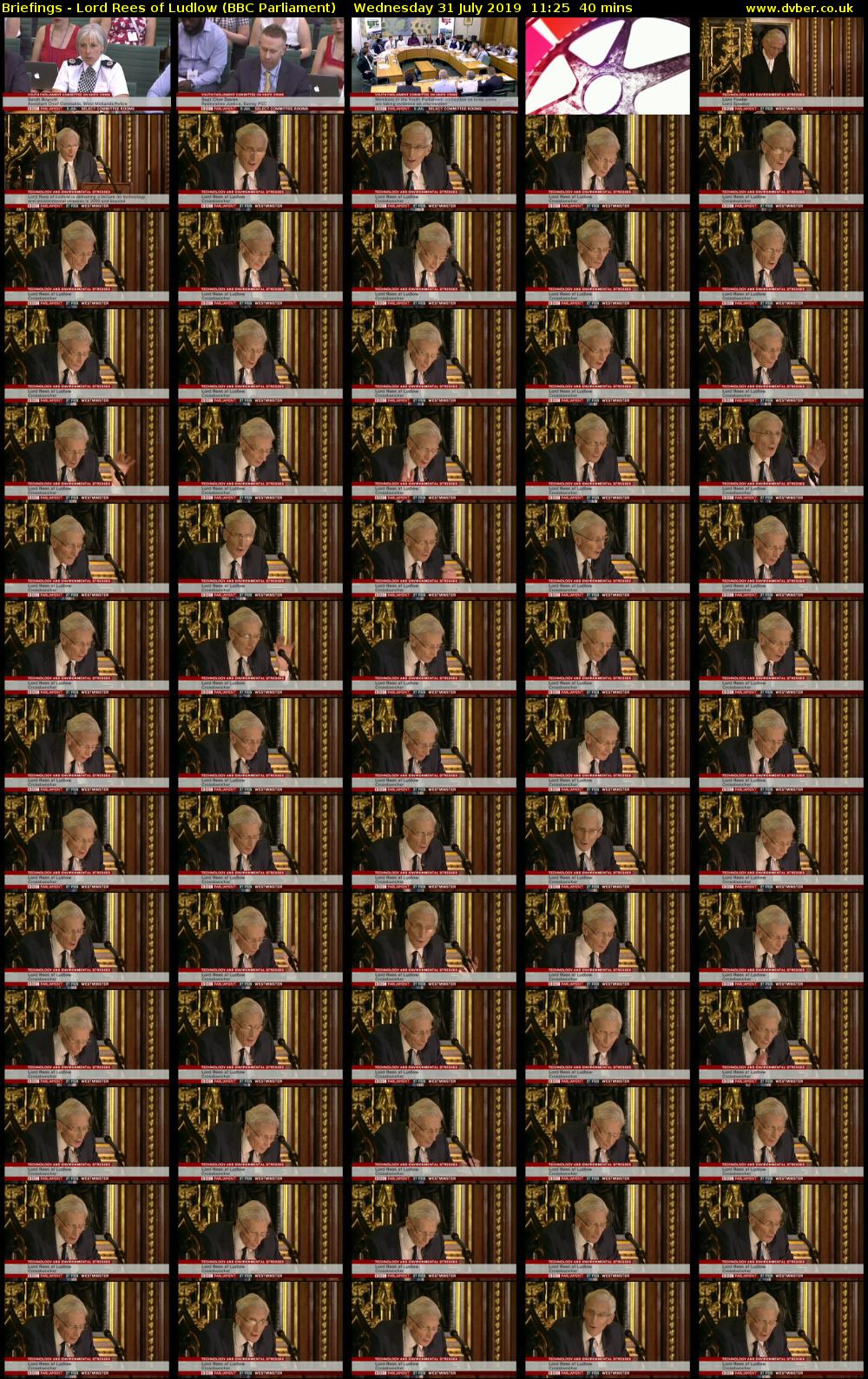 Briefings - Lord Rees of Ludlow (BBC Parliament) Wednesday 31 July 2019 11:25 - 12:05