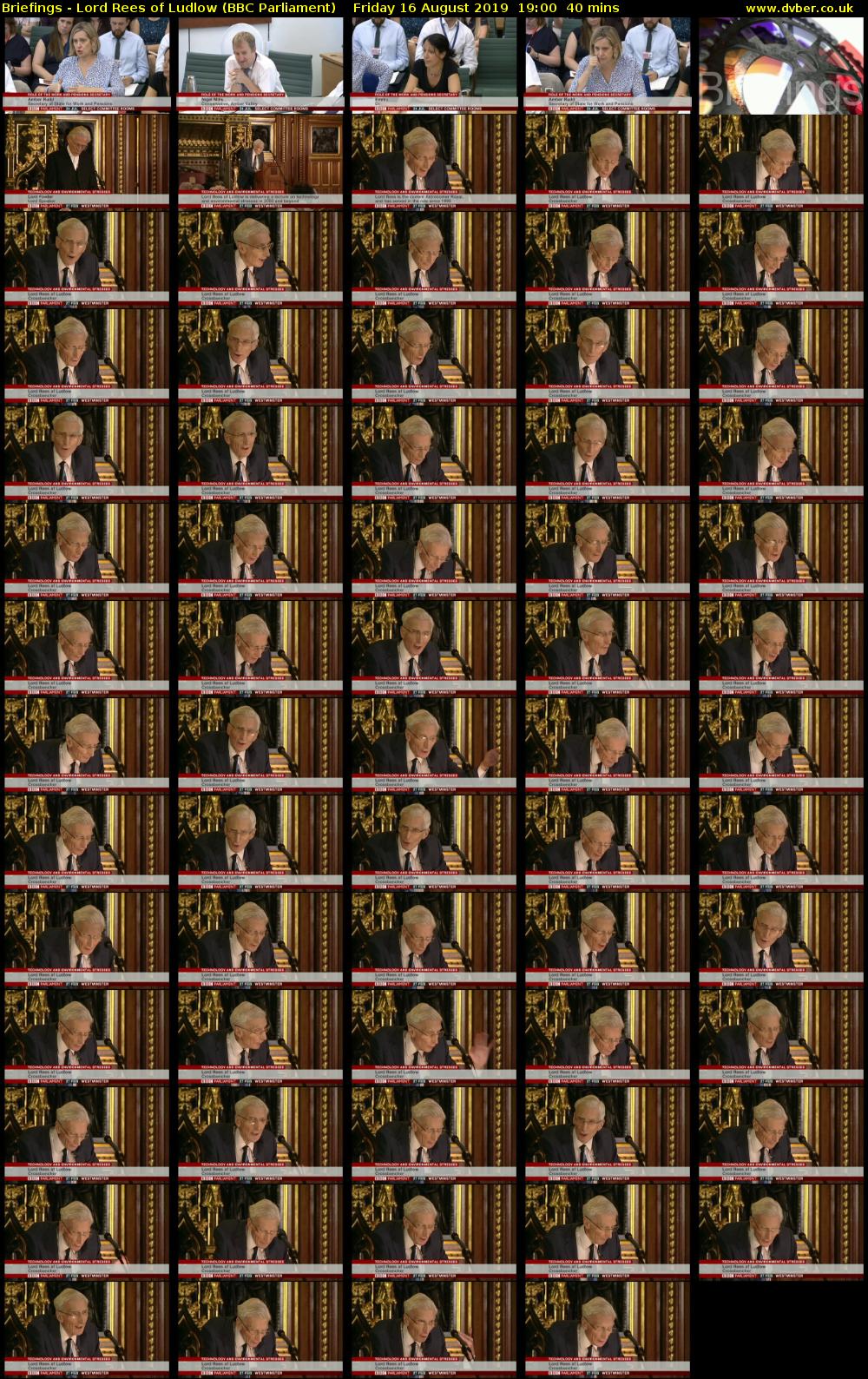 Briefings - Lord Rees of Ludlow (BBC Parliament) Friday 16 August 2019 19:00 - 19:40