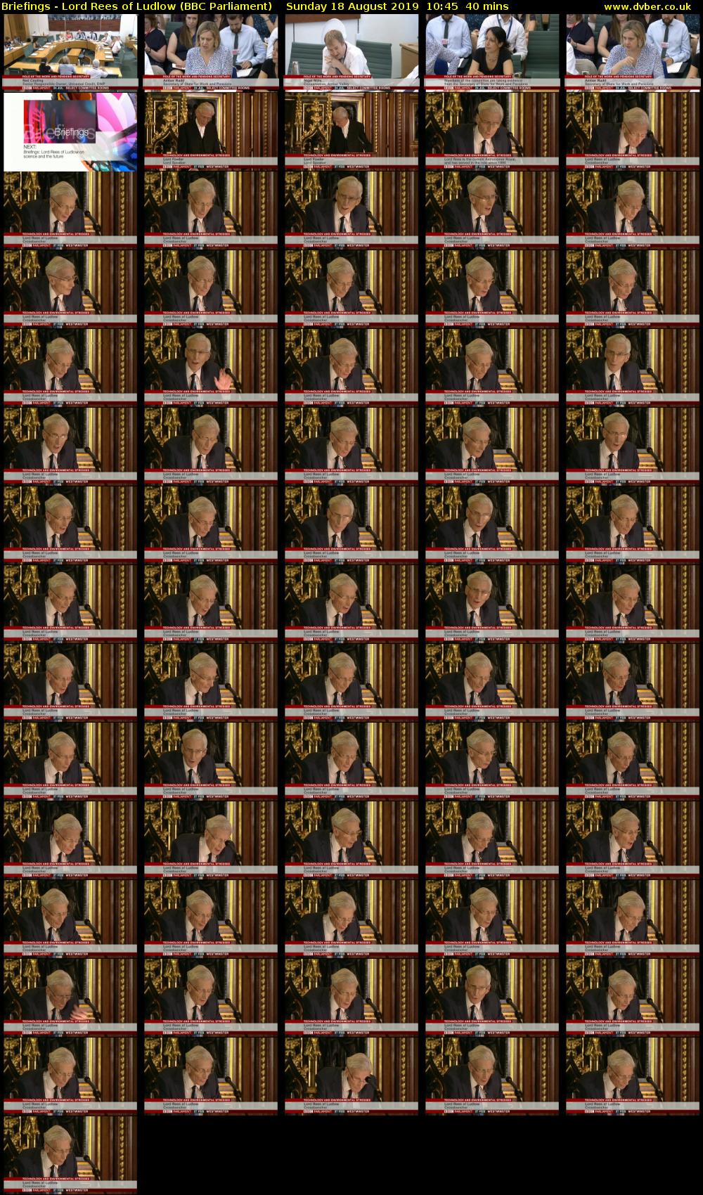 Briefings - Lord Rees of Ludlow (BBC Parliament) Sunday 18 August 2019 10:45 - 11:25