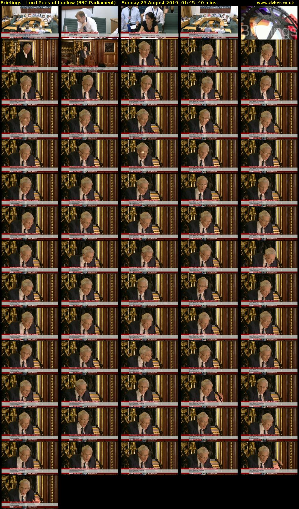 Briefings - Lord Rees of Ludlow (BBC Parliament) Sunday 25 August 2019 01:45 - 02:25
