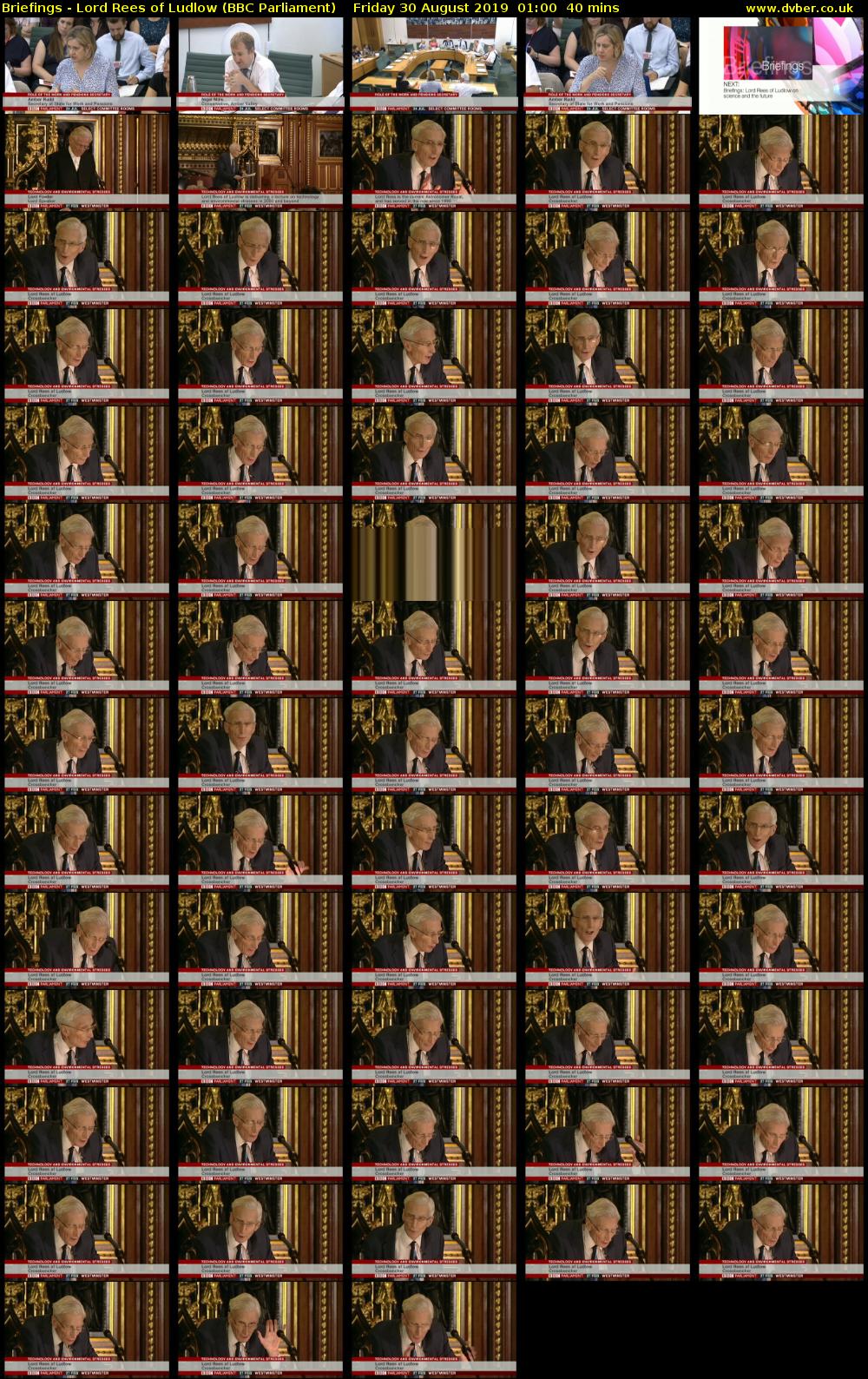Briefings - Lord Rees of Ludlow (BBC Parliament) Friday 30 August 2019 01:00 - 01:40