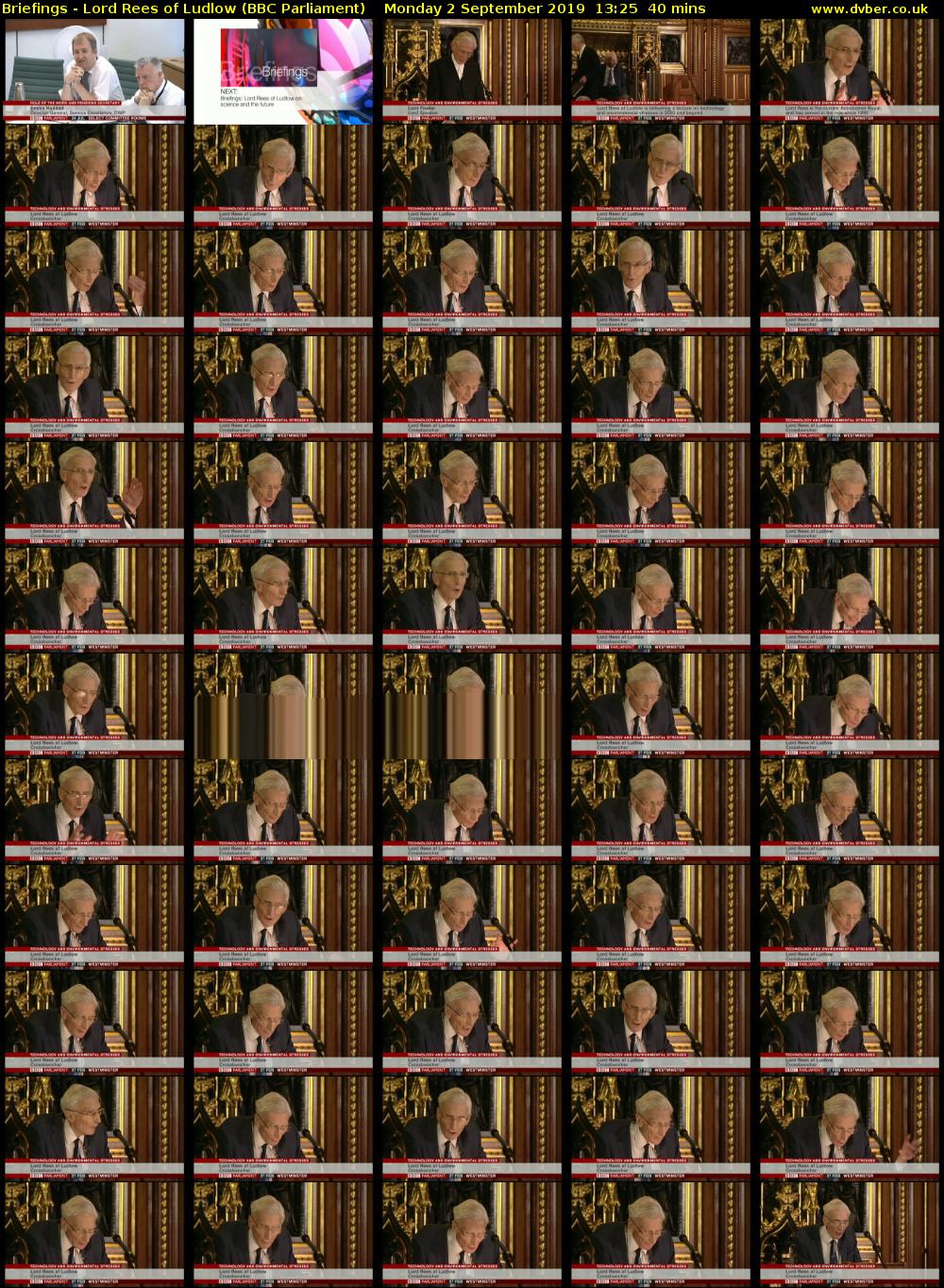 Briefings - Lord Rees of Ludlow (BBC Parliament) Monday 2 September 2019 13:25 - 14:05