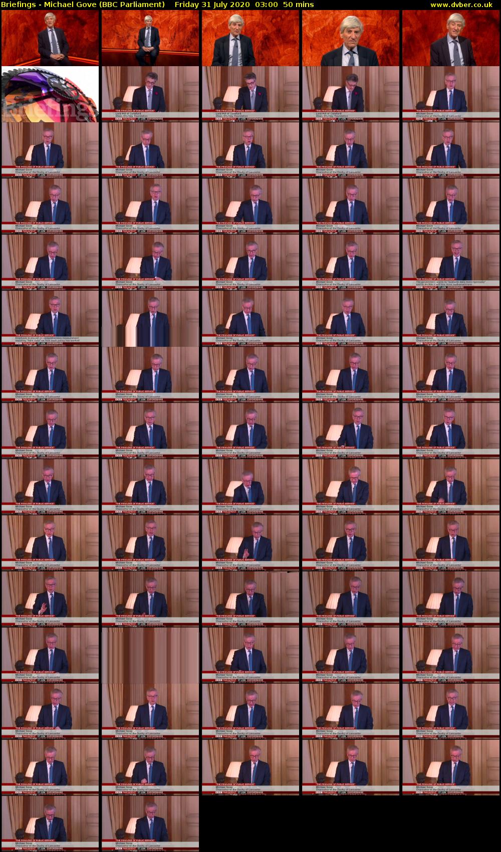 Briefings - Michael Gove (BBC Parliament) Friday 31 July 2020 03:00 - 03:50