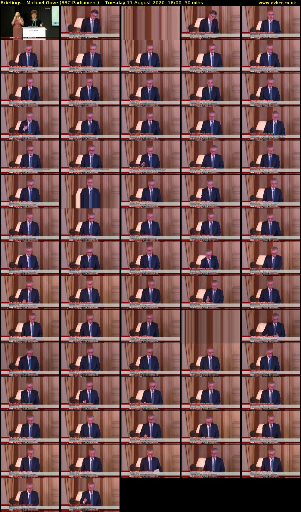 Briefings - Michael Gove (BBC Parliament) Tuesday 11 August 2020 18:00 - 18:50