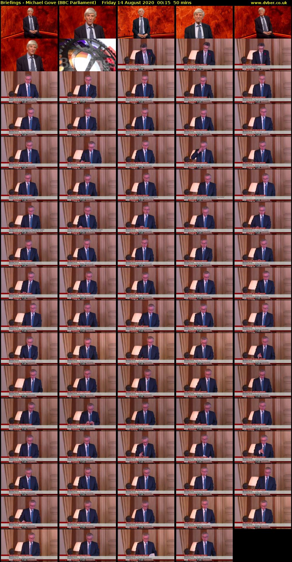 Briefings - Michael Gove (BBC Parliament) Friday 14 August 2020 00:15 - 01:05