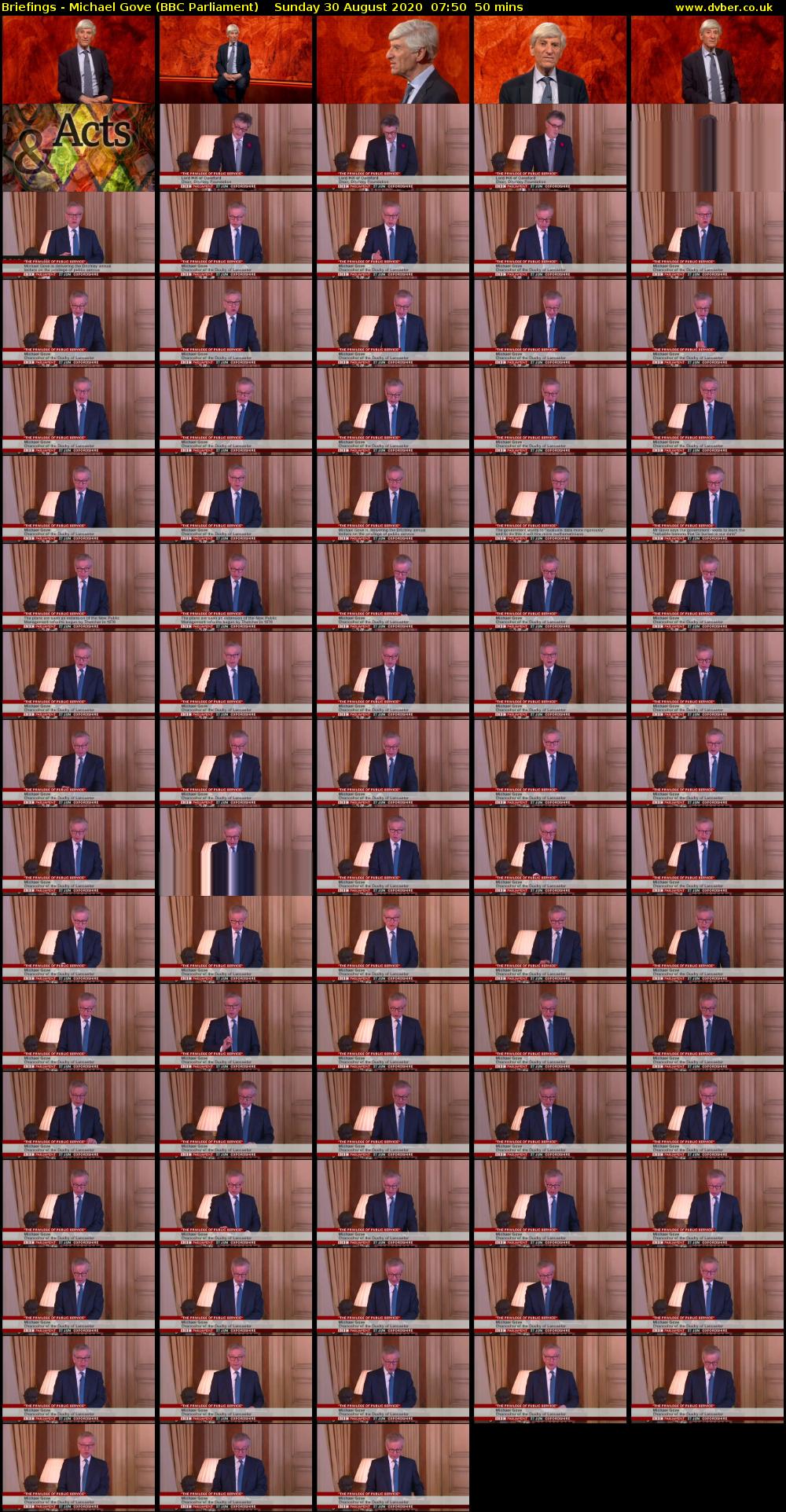 Briefings - Michael Gove (BBC Parliament) Sunday 30 August 2020 07:50 - 08:40