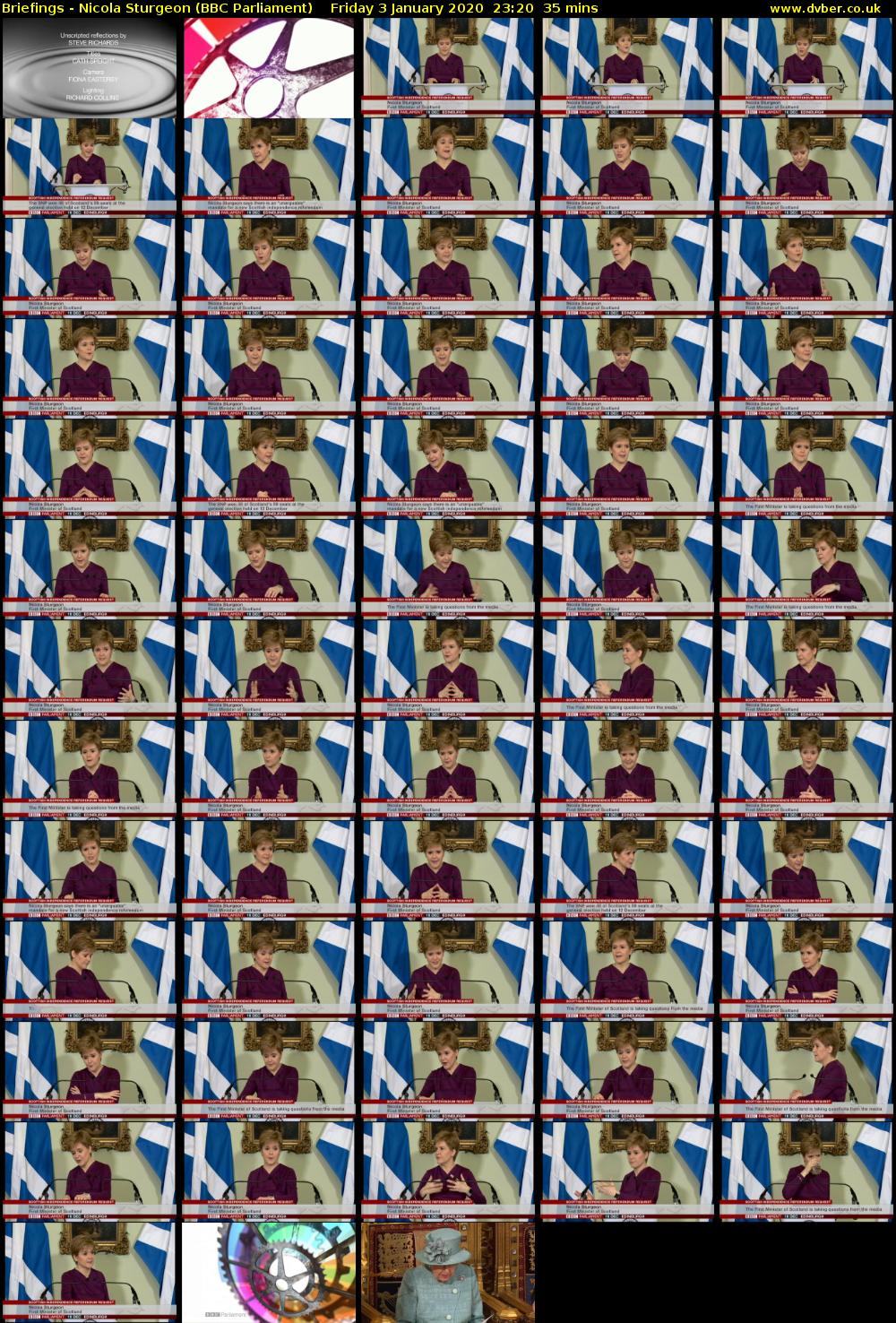 Briefings - Nicola Sturgeon (BBC Parliament) Friday 3 January 2020 23:20 - 23:55