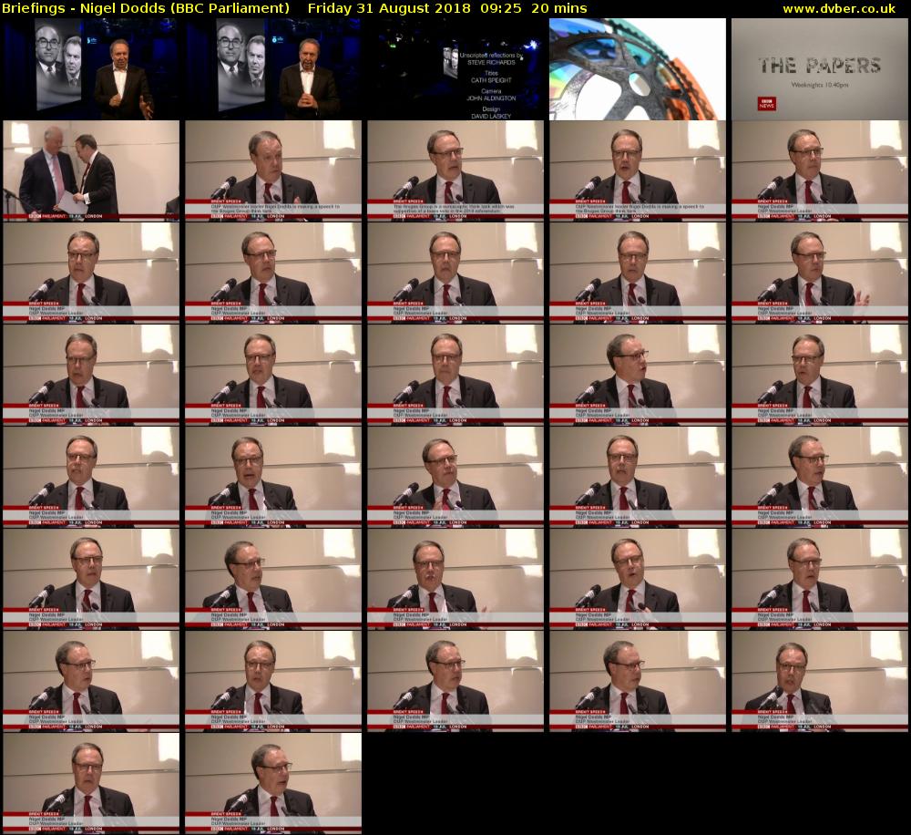 Briefings - Nigel Dodds (BBC Parliament) Friday 31 August 2018 09:25 - 09:45