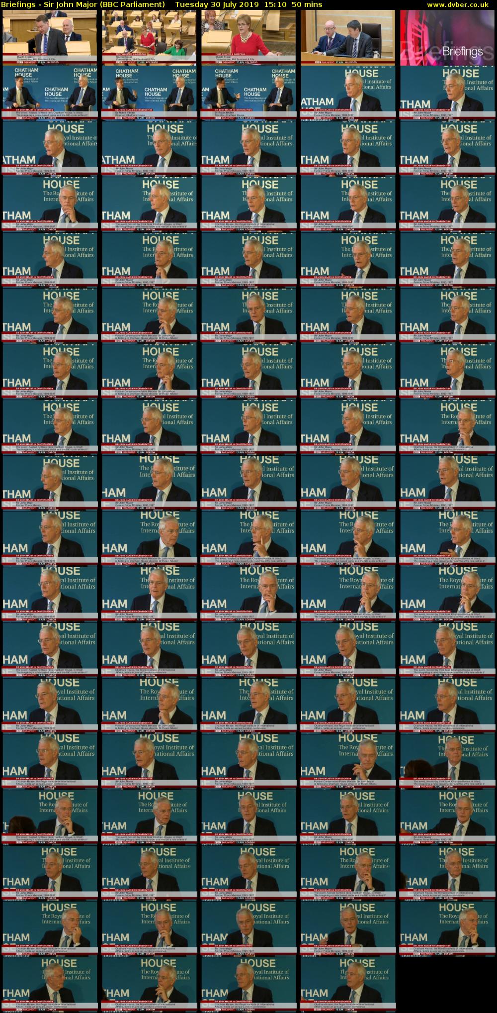 Briefings - Sir John Major (BBC Parliament) Tuesday 30 July 2019 15:10 - 16:00