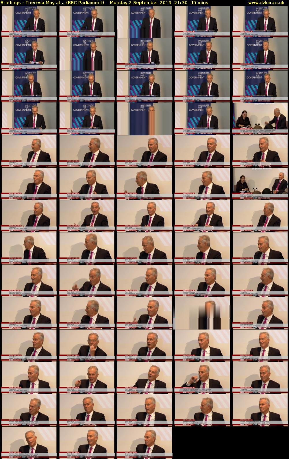 Briefings - Theresa May at... (BBC Parliament) Monday 2 September 2019 21:30 - 22:15