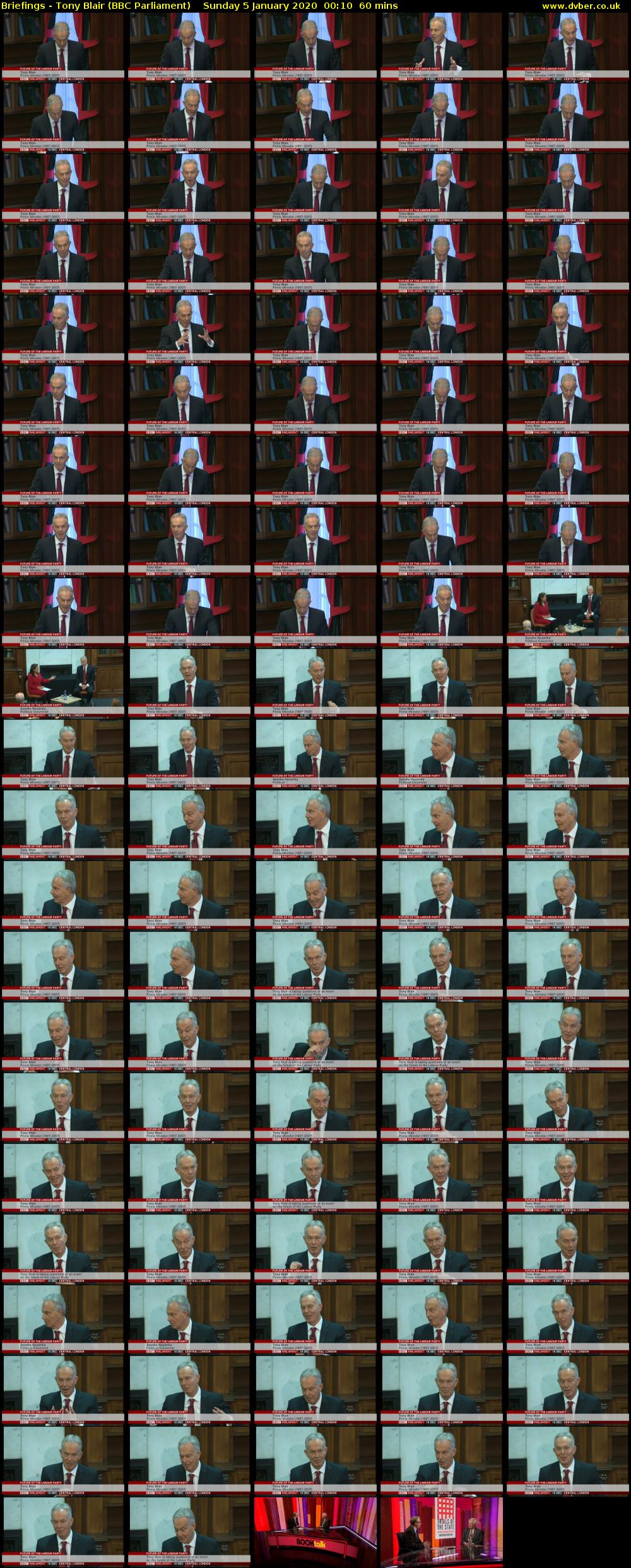 Briefings - Tony Blair (BBC Parliament) Sunday 5 January 2020 00:10 - 01:10