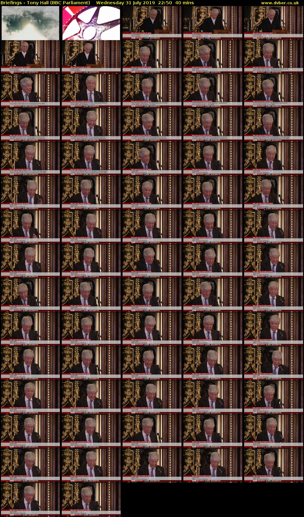 Briefings - Tony Hall (BBC Parliament) Wednesday 31 July 2019 22:50 - 23:30