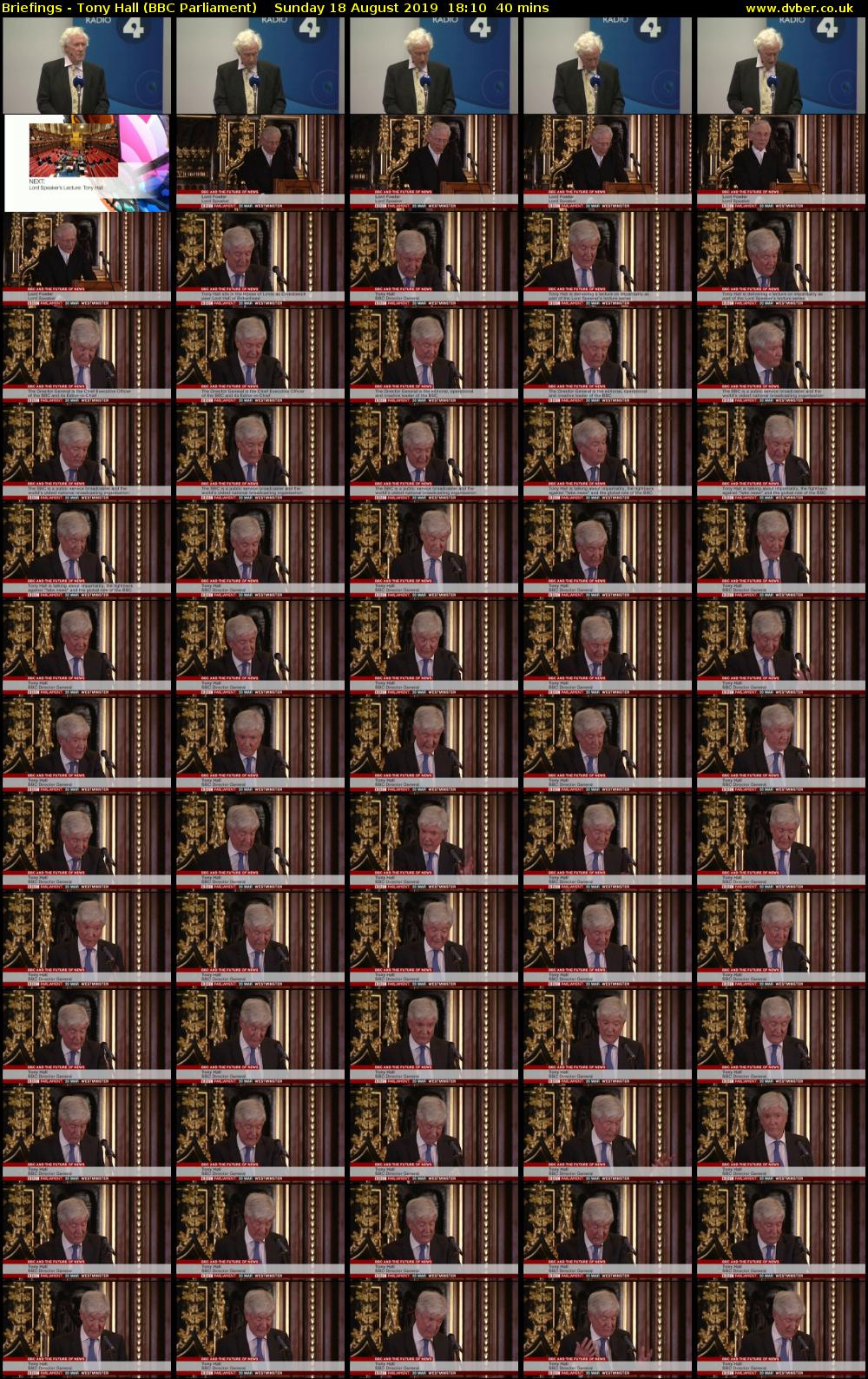 Briefings - Tony Hall (BBC Parliament) Sunday 18 August 2019 18:10 - 18:50