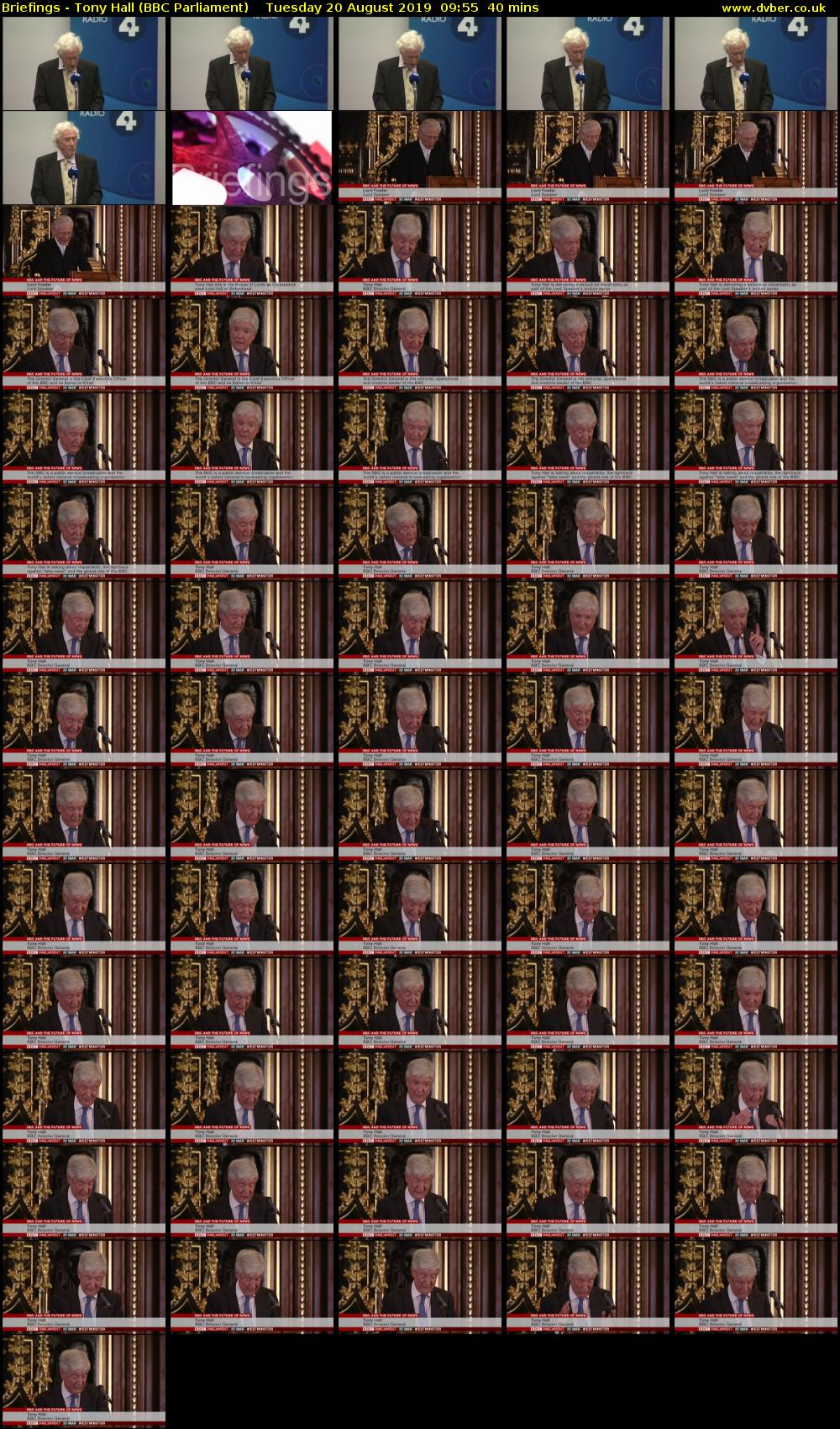 Briefings - Tony Hall (BBC Parliament) Tuesday 20 August 2019 09:55 - 10:35
