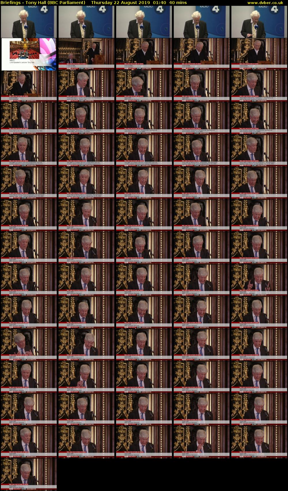 Briefings - Tony Hall (BBC Parliament) Thursday 22 August 2019 01:40 - 02:20