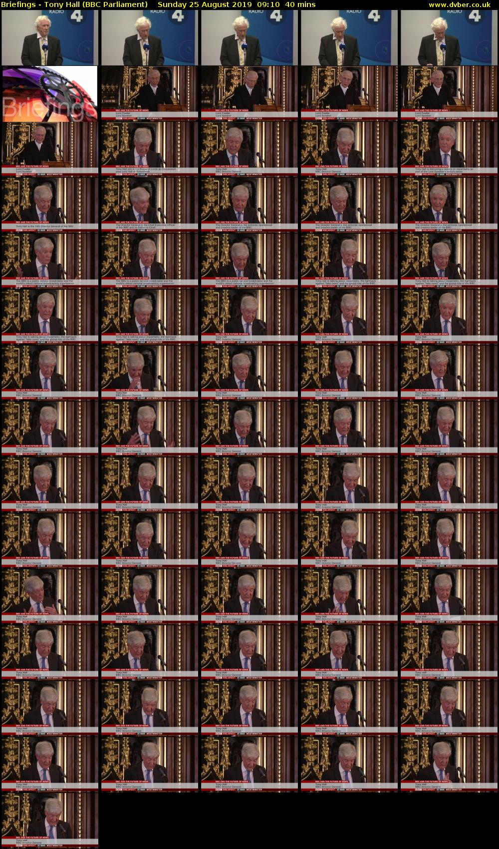 Briefings - Tony Hall (BBC Parliament) Sunday 25 August 2019 09:10 - 09:50