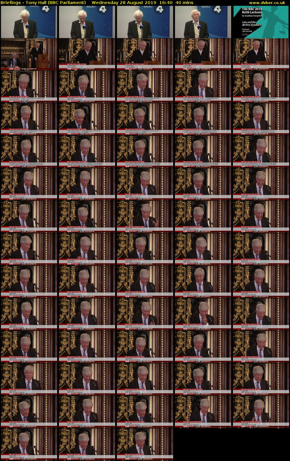 Briefings - Tony Hall (BBC Parliament) Wednesday 28 August 2019 16:40 - 17:20