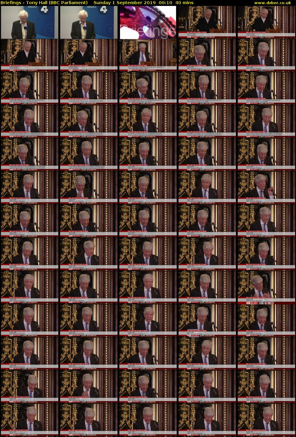 Briefings - Tony Hall (BBC Parliament) Sunday 1 September 2019 00:10 - 00:50