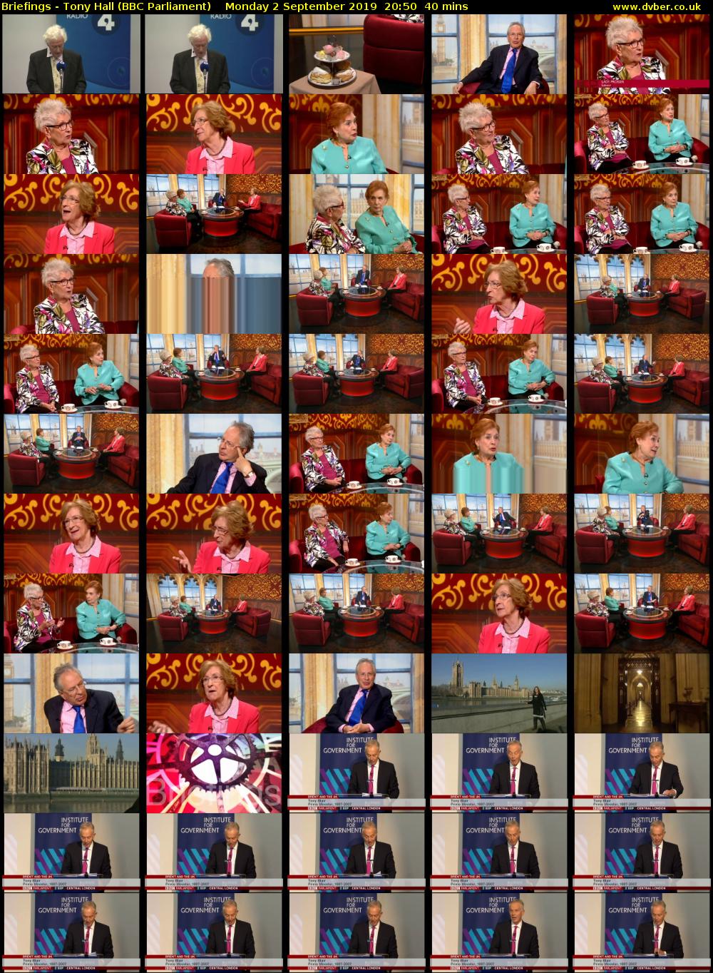 Briefings - Tony Hall (BBC Parliament) Monday 2 September 2019 20:50 - 21:30