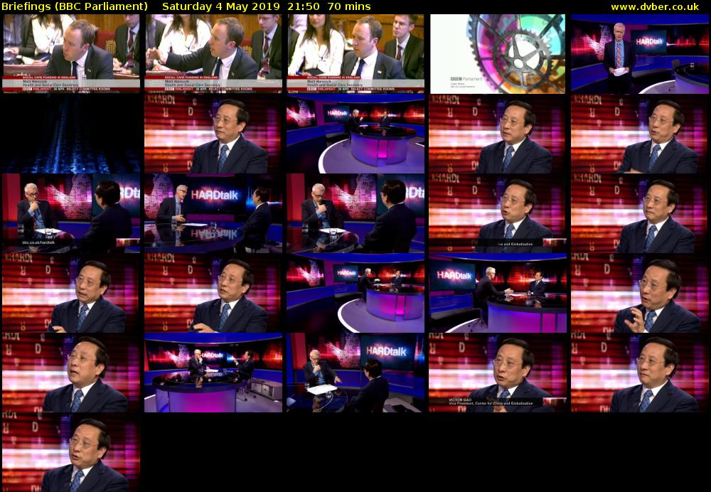 Briefings (BBC Parliament) Saturday 4 May 2019 21:50 - 23:00