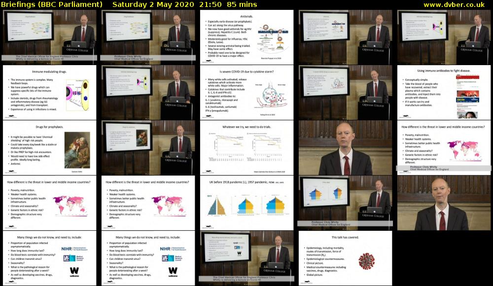 Briefings (BBC Parliament) Saturday 2 May 2020 21:50 - 23:15