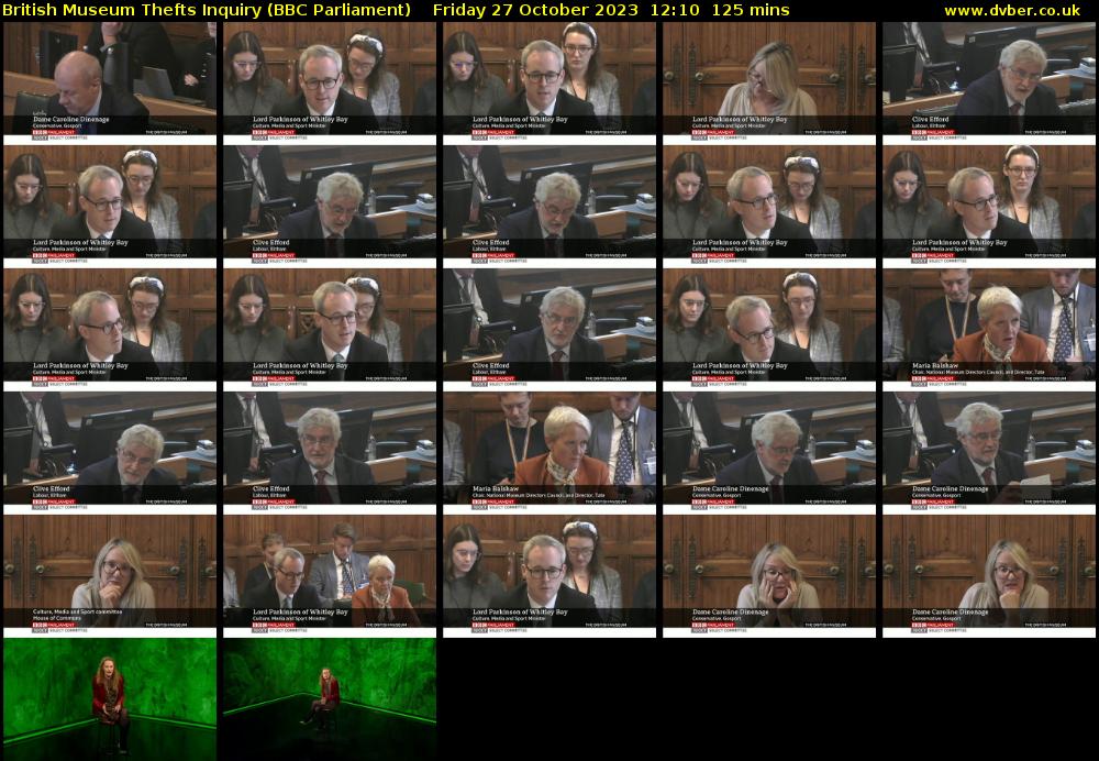 British Museum Thefts Inquiry (BBC Parliament) Friday 27 October 2023 12:10 - 14:15