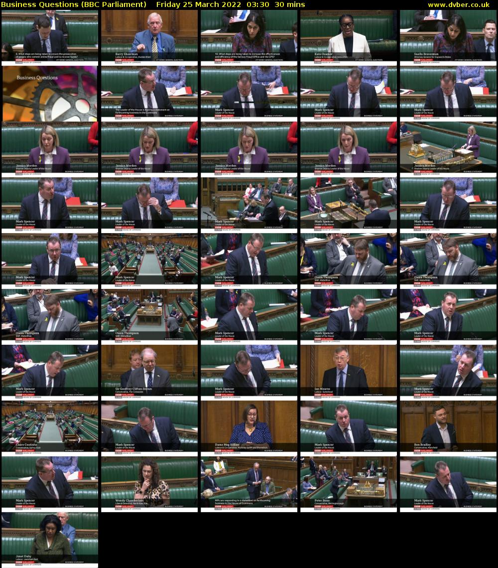 Business Questions (BBC Parliament) Friday 25 March 2022 03:30 - 04:00