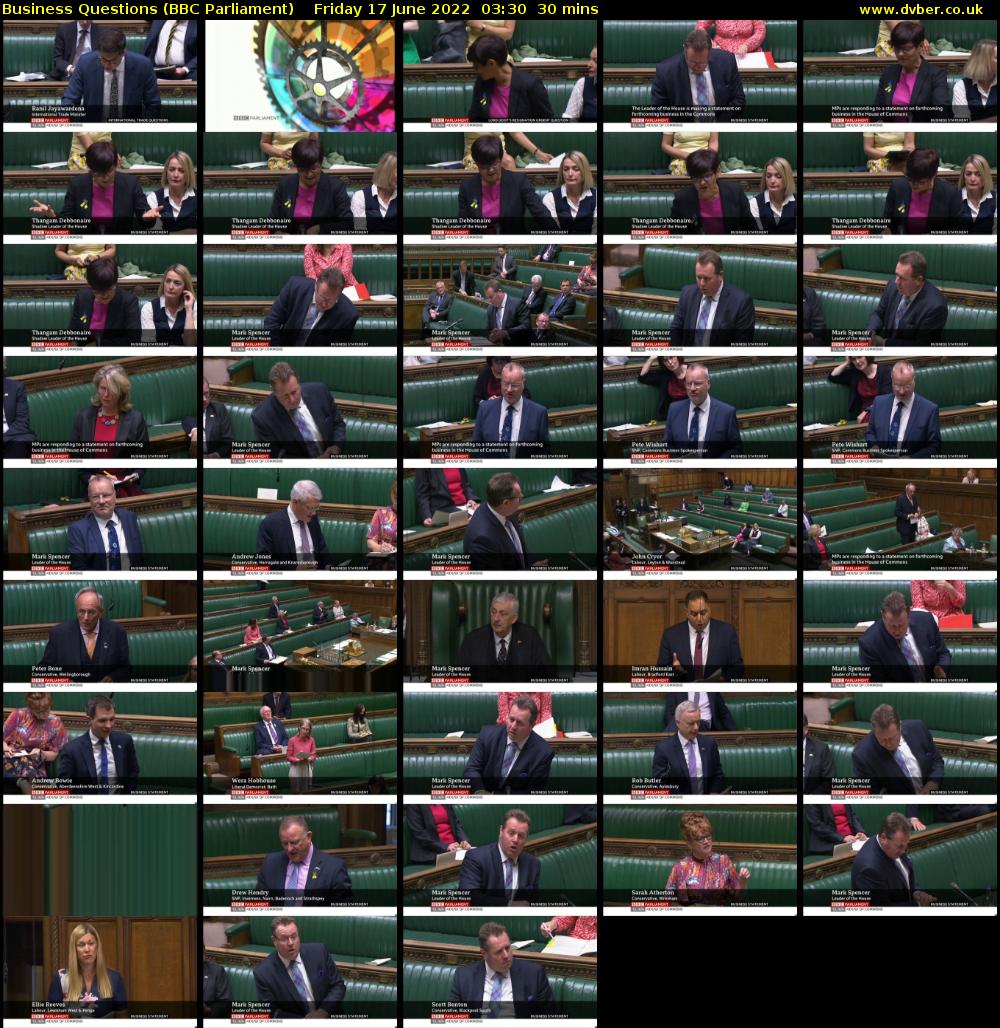 Business Questions (BBC Parliament) Friday 17 June 2022 03:30 - 04:00
