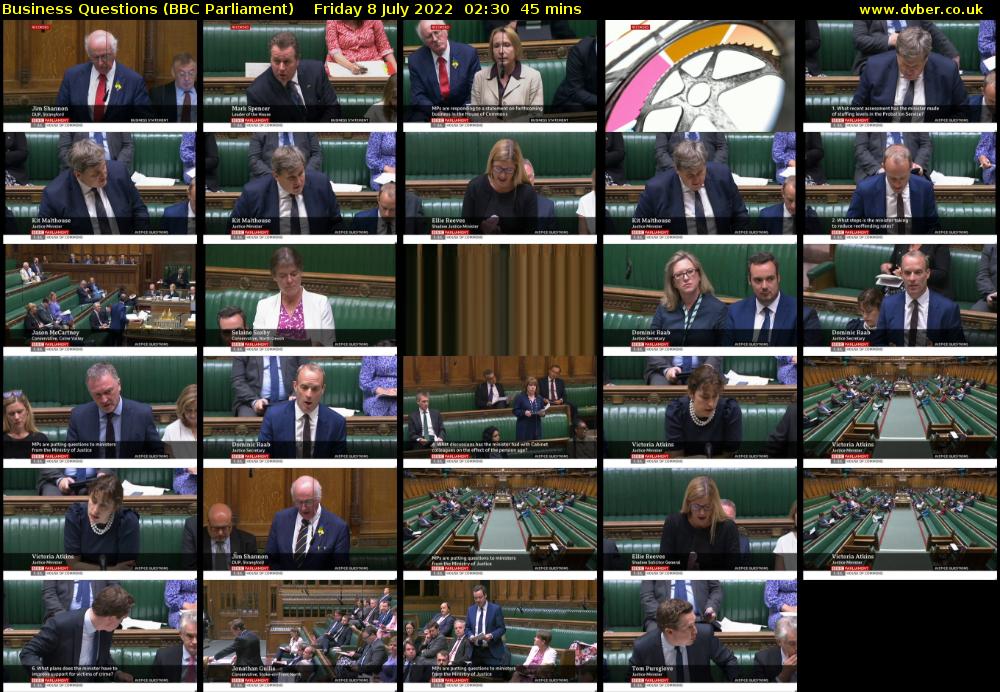 Business Questions (BBC Parliament) Friday 8 July 2022 02:30 - 03:15