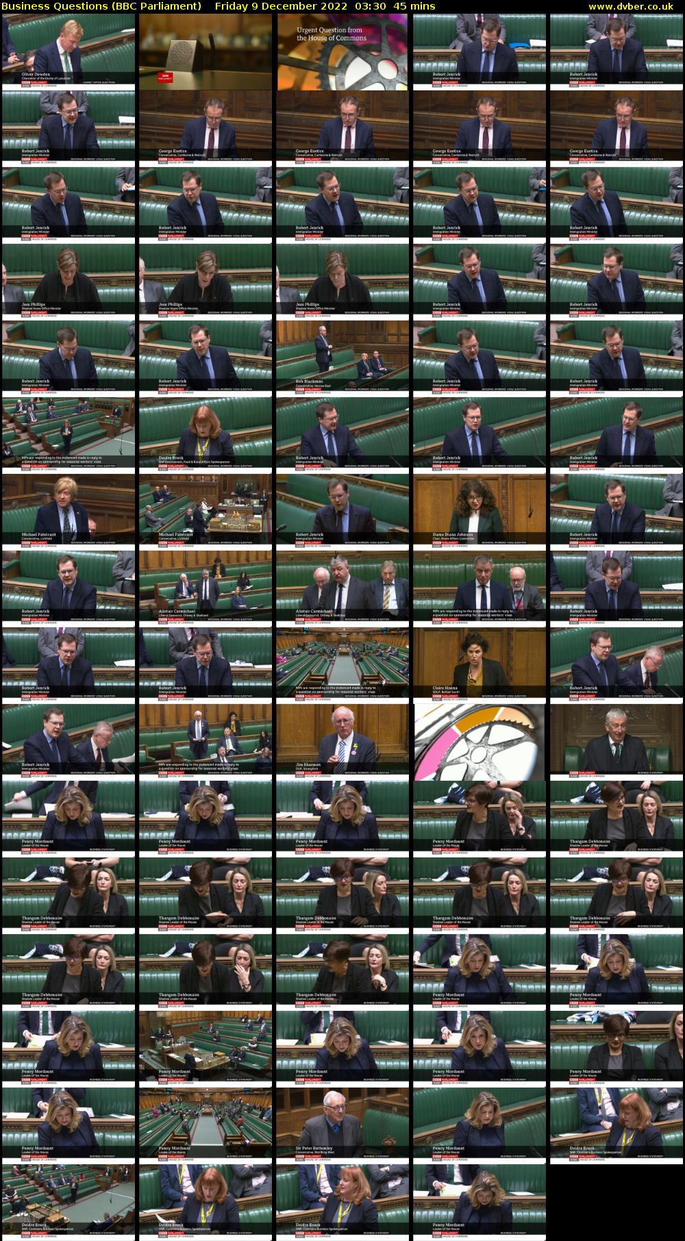 Business Questions (BBC Parliament) Friday 9 December 2022 03:30 - 04:15
