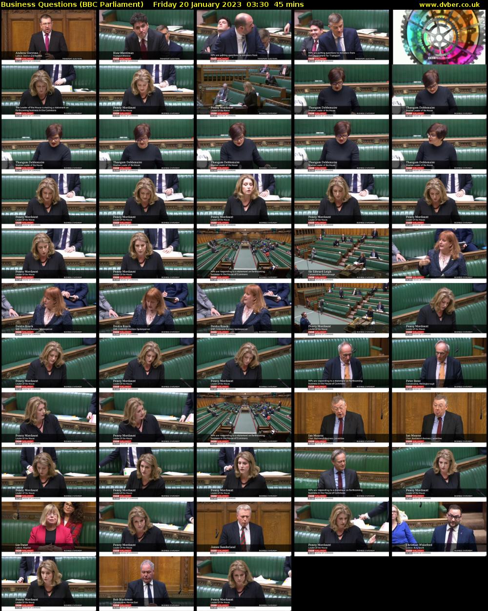 Business Questions (BBC Parliament) Friday 20 January 2023 03:30 - 04:15