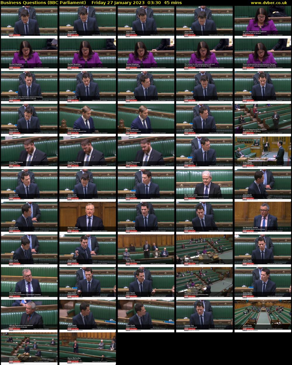 Business Questions (BBC Parliament) Friday 27 January 2023 03:30 - 04:15